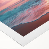 Stunning rolled canvas wall art showcasing a serene beach landscape with vibrant blue skies and soft golden sands, ideal for home decor and relaxation.