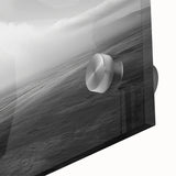 Close-up of a stunning acrylic wall art piece showcasing a vibrant beach landscape, featuring vivid blue skies, golden sands, and gentle waves, perfect for brightening any space.