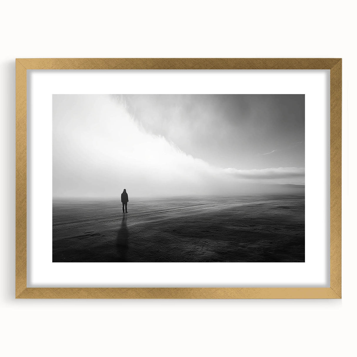 Framed wall art collection showcasing a serene beach landscape with vibrant colors, gold frame and mat, ideal for enhancing home decor in coastal themes.