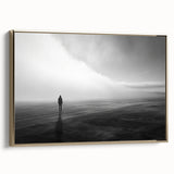 Framed canvas wall art depicting a serene beach landscape with soft golden hues, ideal for home decor. The artwork features a modern design, enhancing any living space.