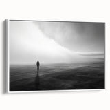 Framed canvas wall art showcasing a serene beach landscape with vibrant colors, ideal for home decor. The artwork features a white frame, enhancing its coastal aesthetic.