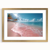 Elegant wall art collection featuring a framed beach landscape design with a gold mat, showcasing serene coastal colors and inviting atmosphere, perfect for home decor.