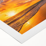 Rolled canvas wall art showcasing a vibrant beach landscape design, featuring soft sand tones and serene ocean blues, ideal for home decor.