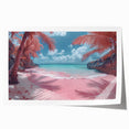 Stunning rolled print of a serene beach landscape featuring soft pastel colors, perfect for home decor. This artwork captures the tranquil essence of coastal scenery.