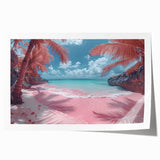 Stunning rolled print of a serene beach landscape featuring soft pastel colors, perfect for home decor. This artwork captures the tranquil essence of coastal scenery.