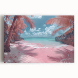 Stretched canvas wall art featuring a vibrant beach landscape design, showcasing azure waves and golden sand under a clear blue sky, perfect for coastal-themed decor.