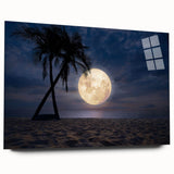 Acrylic wall art showcasing a vibrant beach landscape design, displayed from a side view without pins, emphasizing the artwork’s glossy finish and vivid colors. Ideal for modern home decor, this piece brings a refreshing coastal vibe to any room.