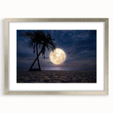 Framed wall art collection showcasing serene beach landscapes in silver matting, perfect for home décor, highlighting tranquil blues and sandy tones.