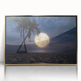 Framed wall art collection showcasing a vibrant beach landscape design with gold accents, elegantly presented in acrylic for a modern aesthetic. Perfect for coastal decor enthusiasts.