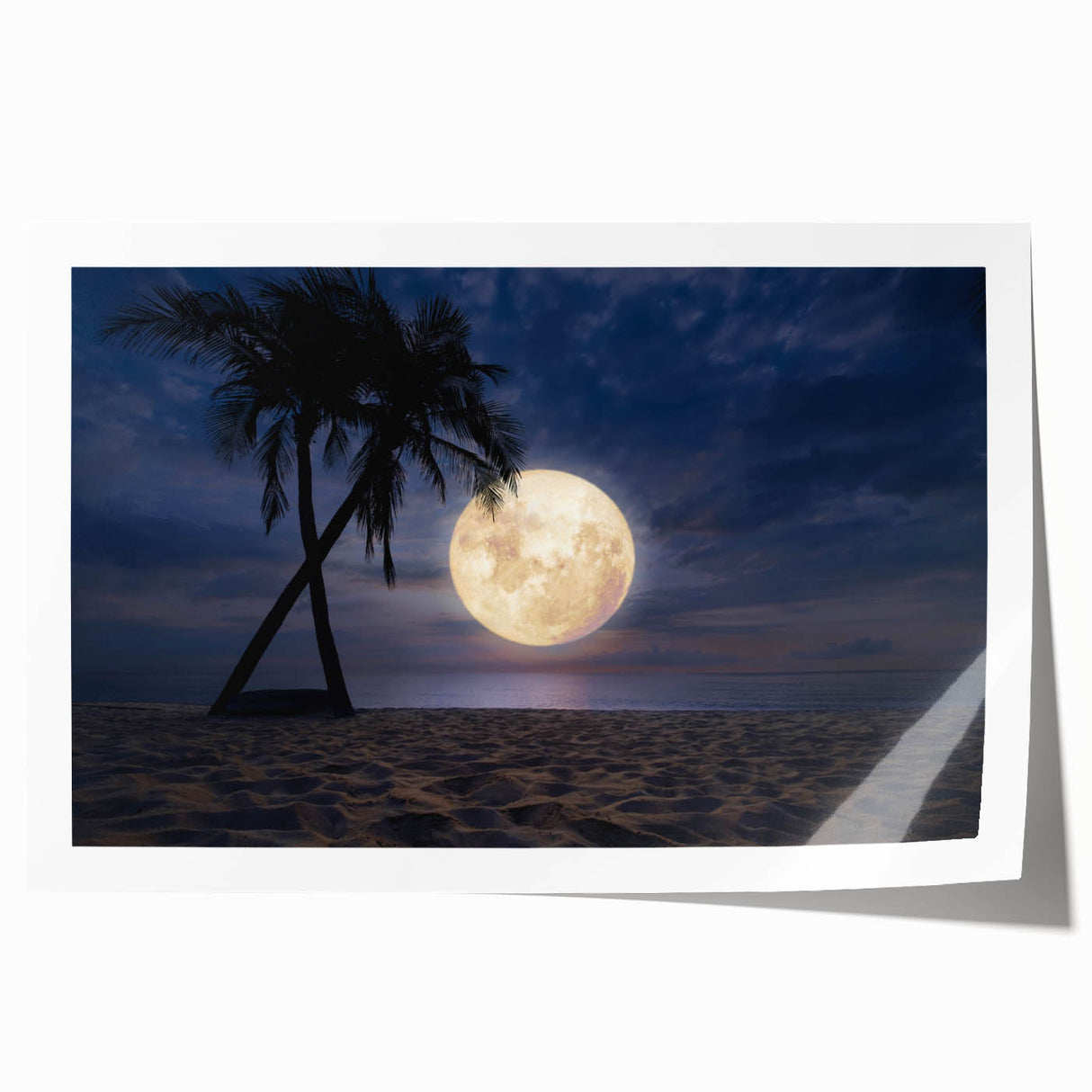 Vibrant beach landscape wall art print showcasing serene ocean waves and sandy shores, rolled for easy framing and display, perfect for coastal decor enthusiasts.