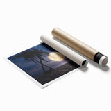 Rolled print of an abstract beach landscape wall art collection, showcasing vibrant colors of blue and sandy beige, ideal for home decor.