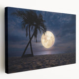 Stretched canvas wall art showcasing a vibrant beach landscape design, featuring vivid blues and sandy tones, ideal for coastal decor. Perfect for enhancing living spaces with a serene, tropical vibe.
