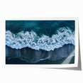 Vibrant rolled print showcasing a serene beach landscape with soft waves and a clear blue sky, ideal for coastal-themed decor. Perfect for enhancing interior spaces.