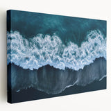 Stretched canvas wall art showcasing a vibrant beach landscape design, featuring soft waves and a sunset, perfect for home decor in coastal themes.
