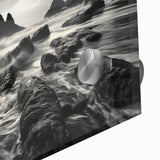 Vibrant close-up of acrylic glass wall art featuring a serene beach landscape, showcasing rich colors and intricate details, ideal for home decor enhancement.