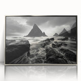 Framed acrylic wall art showcasing a serene beach landscape with vibrant colors, highlighting gentle waves and a clear sky, perfect for home decor.