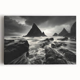 Vibrant stretched canvas wall art featuring a serene beach landscape with gentle waves and a clear blue sky, ideal for enhancing coastal-themed interiors.
