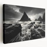 Stretched canvas wall art showcasing a vibrant beach landscape design, featuring soft waves and a colorful sunset, perfect for coastal home decor.