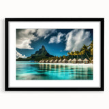 Framed wall art collection featuring a serene beach landscape design with a black mat, showcasing calming ocean hues and a modern aesthetic, perfect for home decor.