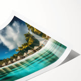 Bright and vibrant rolled print showcasing a serene beach landscape design with palm trees, ideal for home decor, packaged securely for delivery.