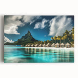 Stretched canvas wall art showcasing a vibrant beach landscape with soft waves and a sunset sky, perfect for coastal-themed decor in living spaces.