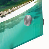 Close-up of a vibrant beach landscape wall art print, showcasing rich colors and intricate details on acrylic glass, ideal for enhancing interior decor.