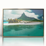 Framed wall art collection showcasing a serene beach landscape with vibrant colors and intricate details, set in a stylish gold frame for elegant decor.