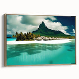 Framed canvas wall art showcasing a serene beach landscape with golden hues, designed to enhance home decor. Ideal for coastal-themed interiors.