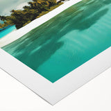 Vibrant rolled canvas wall art depicting a serene beach landscape with gentle waves, warm sand, and a colorful sunset, perfect for home decoration.