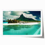 Vibrant rolled wall art print showcasing a serene beach landscape with gentle waves and a clear blue sky, ideal for home decor and relaxation.