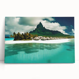 Stretched canvas wall art showcasing a serene beach landscape with soft pastel colors, perfect for enhancing living spaces or coastal-themed decor.