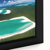 Framed canvas wall art featuring a vibrant beach landscape design with vivid colors and intricate details, showcasing a serene ocean view and soft sandy shores. Perfect for adding a coastal vibe to home decor.