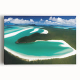 Stretched canvas wall art showcasing a serene beach landscape with vibrant colors and soft waves, perfect for enhancing home decor in coastal themes.