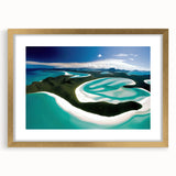 Framed wall art collection featuring a serene beach landscape in soft pastel colors, presented in a gold frame with a white mat, perfect for home decor.