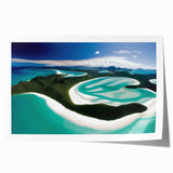 Serene beach landscape wall art print showcasing vibrant sunset colors and tranquil ocean waves, rolled and ready for framing or display. Perfect for coastal decor enthusiasts.