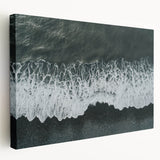 Stretched canvas featuring a vibrant beach landscape design, showcasing serene waves and a clear sky, perfect for enhancing home decor with a coastal theme.