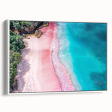 Framed canvas wall art featuring a serene beach landscape design with soft pastel colors, showcasing gentle waves and a tranquil sky, perfect for home decor.