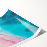 Stunning rolled print of a serene beach landscape featuring soft pastel colors, perfect for home decor. Ideal for creating a calming atmosphere in any room.