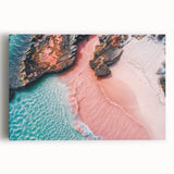 Stretched canvas wall art depicting a serene beach landscape with vibrant colors, perfect for enhancing home decor and bringing a calming vibe to any space.