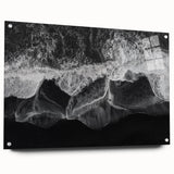 Acrylic wall art design showcasing a serene beach landscape with vibrant colors, displayed in a sleek frame, emphasizing the calming ocean waves and sky. Perfect for enhancing home decor with a coastal theme.