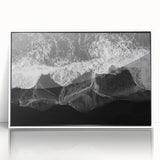 Framed acrylic wall art showcasing a serene beach landscape with vibrant colors, ideal for home decor, featuring a white frame and modern design.