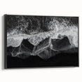 Framed canvas wall art showcasing a serene beach landscape with vibrant colors, featuring a black frame, perfect for enhancing home decor and creating a calming atmosphere.