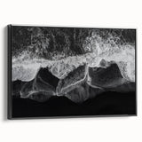 Framed canvas wall art showcasing a serene beach landscape with vibrant colors, featuring a black frame, perfect for enhancing home decor and creating a calming atmosphere.