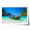 Vibrant wall art print showcasing a serene beach landscape with soft pastel colors and gentle waves, rolled for easy shipping and display in any decor style.