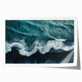 Vibrant rolled print of a serene beach landscape, showcasing soft waves and golden sand under a bright blue sky, perfect for coastal home decor.