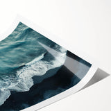 Rolled print of a serene beach landscape, showcasing vibrant blues and sandy tones, ideal for home decor. Perfect for adding a tranquil touch to any space.