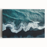 Vibrant stretched canvas wall art featuring a serene beach landscape with soft waves, golden sand, and a clear blue sky, perfect for coastal decor.