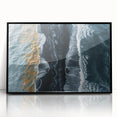Framed wall art depicting a serene beach landscape with vibrant colors and intricate details. The artwork features a black frame, enhancing the coastal scene and adding elegance to any decor. Perfect for home or office settings, it evokes a sense of tranquility and connection with nature.