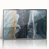 Framed wall art collection featuring a serene beach landscape design with vibrant colors, set in a stylish silver frame, perfect for home decor.