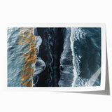 Vibrant rolled wall art print showcasing a stunning beach landscape with golden sands and turquoise waters, perfect for coastal decor enthusiasts.